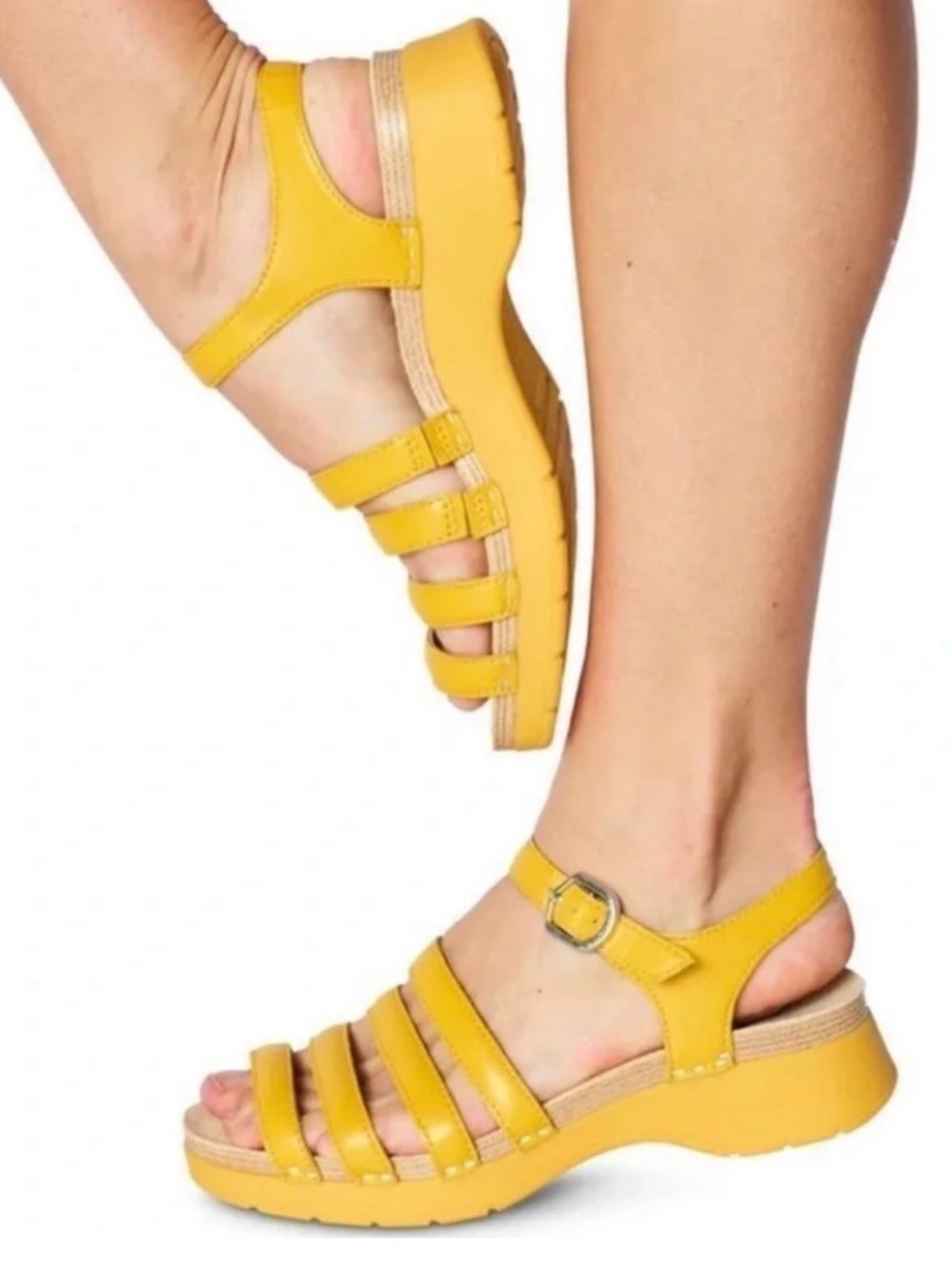 Dansko Roxie Yellow Nappa 7186-171700 Leather Strappy Sandals